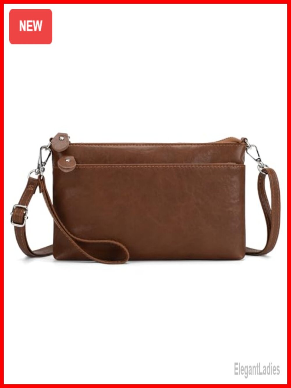 Genuine Leather RFID Blocking Wristlet Crossbody Purse with 2 Straps